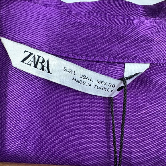 NWT Zara Vibrant Purple Satin Wrap Dress size Large - Picture 4 of 8